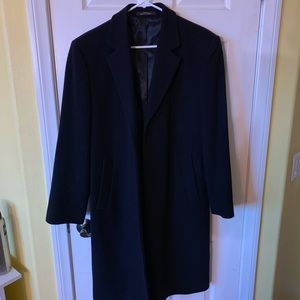 Men’s Black Single-Breasted Wool Trench Coat